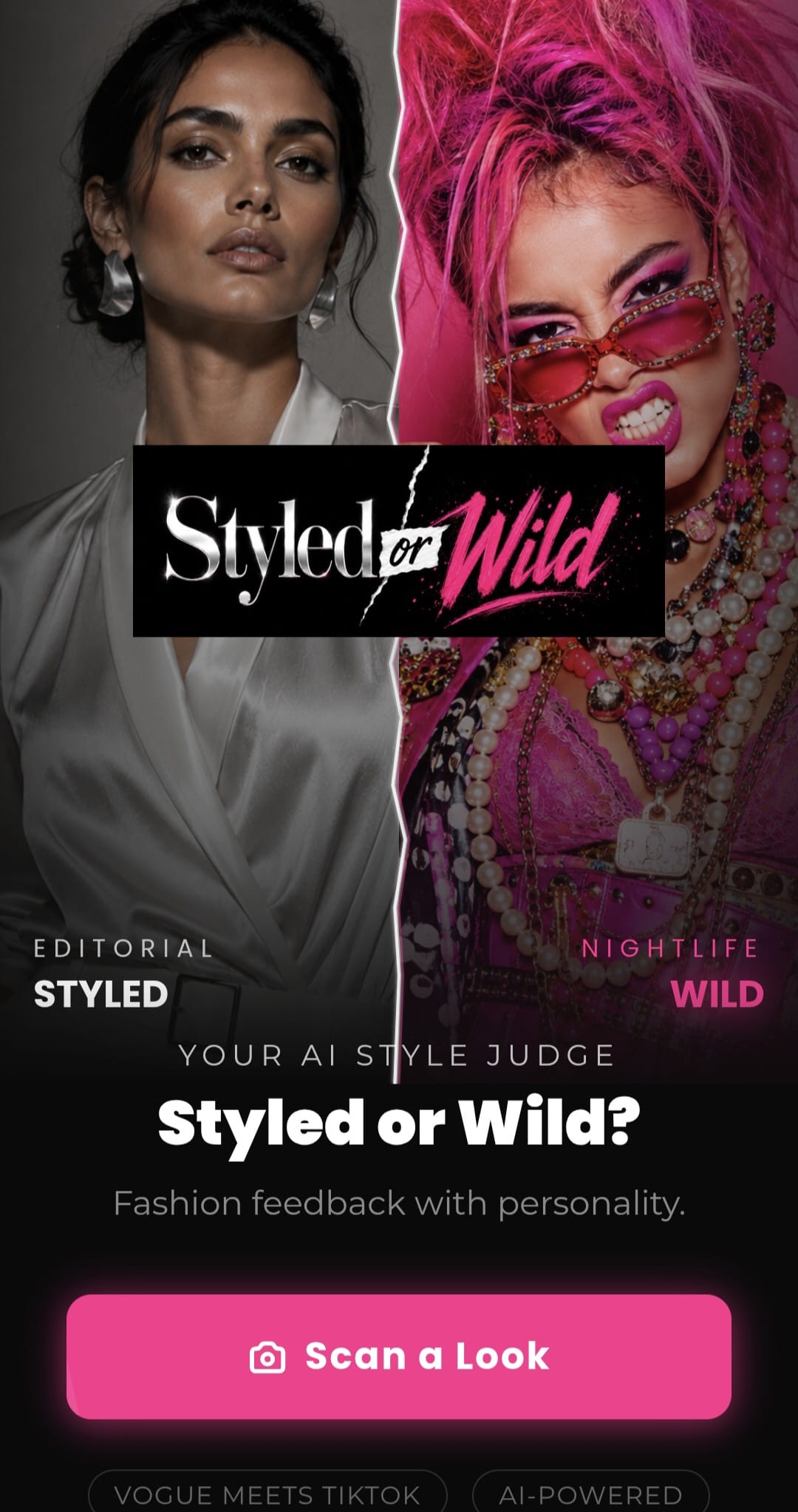 Styled or Wild home screen